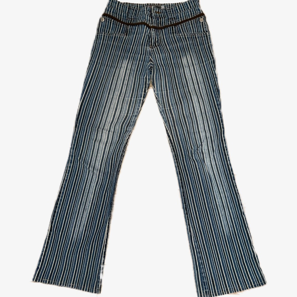 blue and white strips jeans